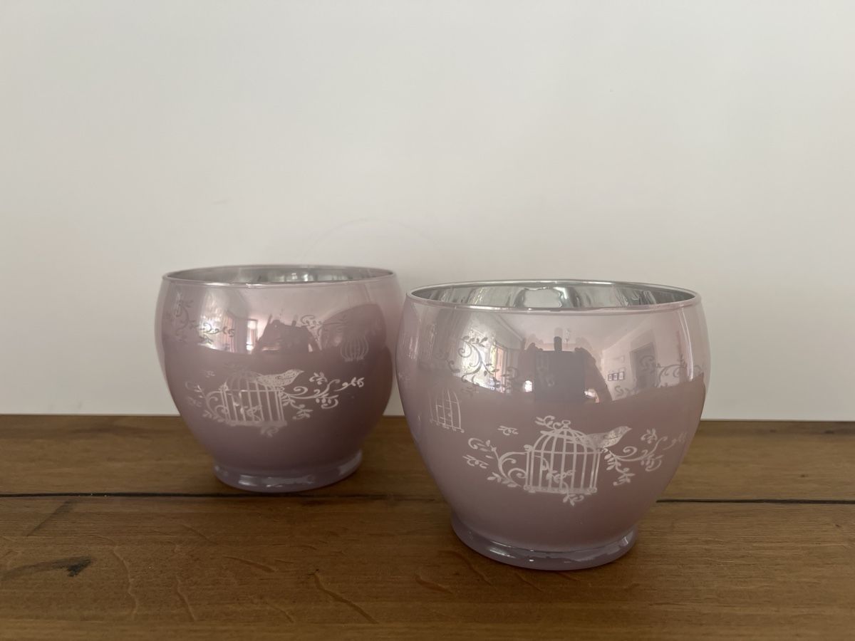 Vasi per fiori: Deko Glastöpfe Shabby Chic 2stk. Altrosa – Usato da Altdorf UR venduto da JanAil