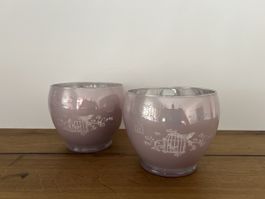 Deko Glastöpfe Shabby Chic 2stk. Altrosa