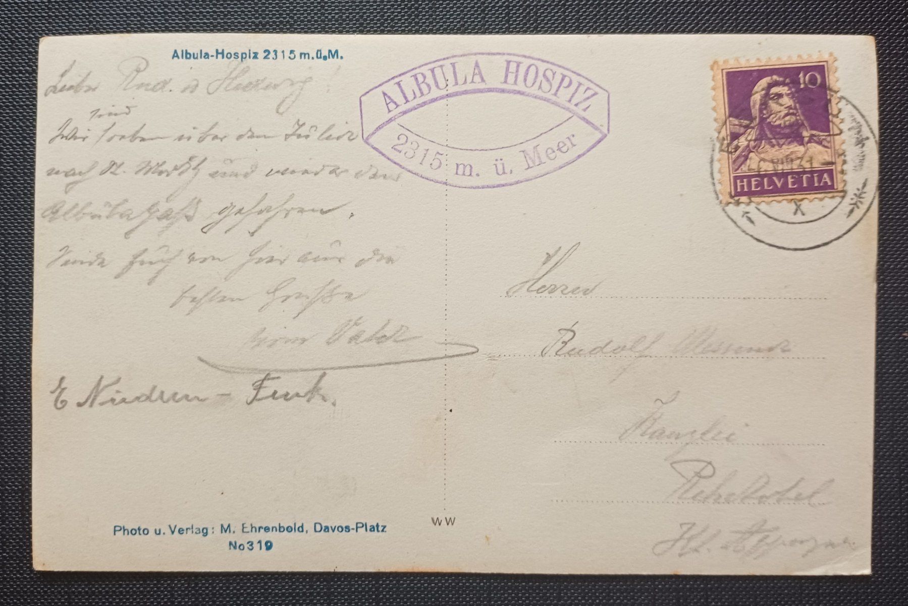 Cartoline postali: AK Albula Hospiz LA PUNT CHAMUES-CH Oldtimer 1931 – Usato da Brittnau venduto da simionius 1