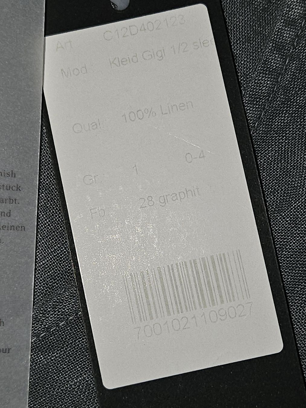 Kleider: Kleid Clemente Grösse 1 graphite 100% Leinen neu – Neu und originalverpackt aus Anwil von tamoos 4