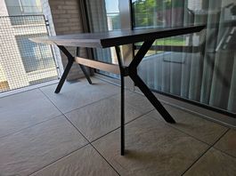 Massivholztisch schwarz Metallgestell L x B x H: 180x80x76cm