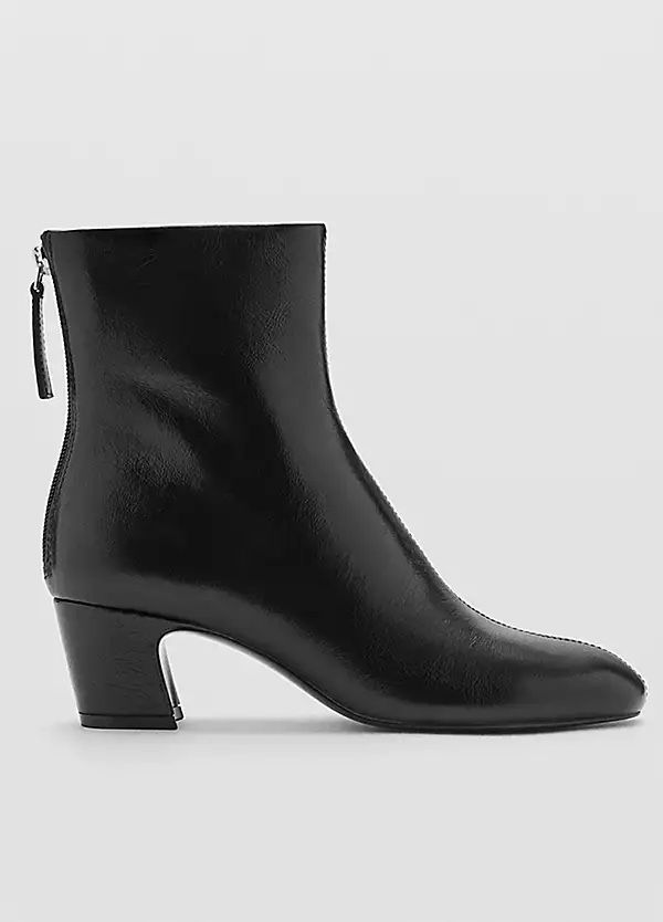 Mango Damenschuhe: Mango leather round toe boot 38 – Gebraucht aus Zürich von Linen218