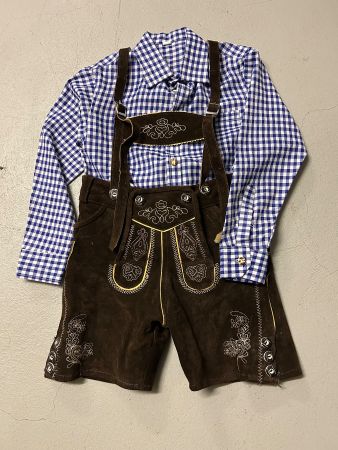 Kinder Lederhose mit Hemd, Gr. 140/10