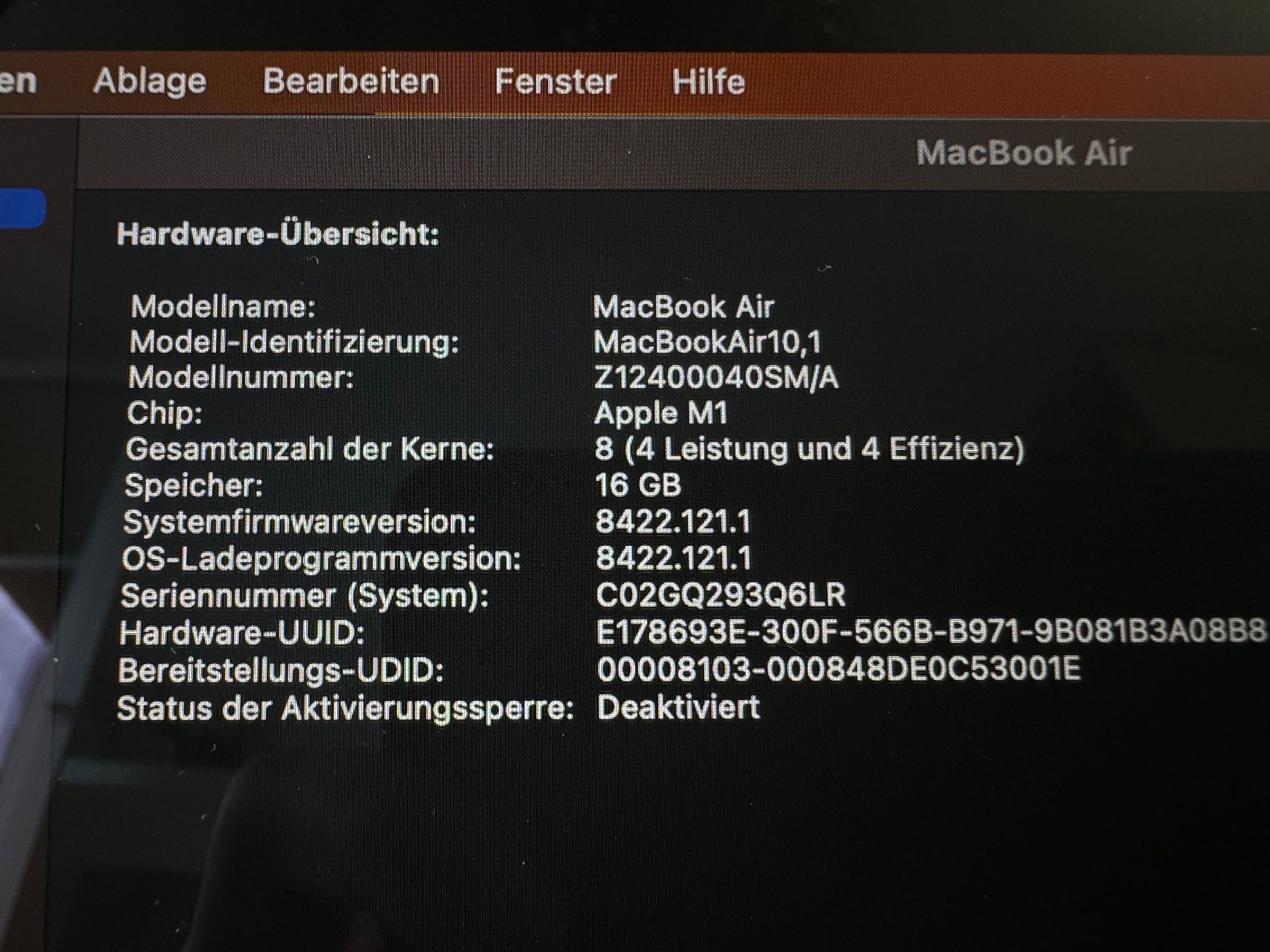 Apple Notebooks: MacBook Air M1 16 GB RAM – Gebraucht aus Herisau von  3