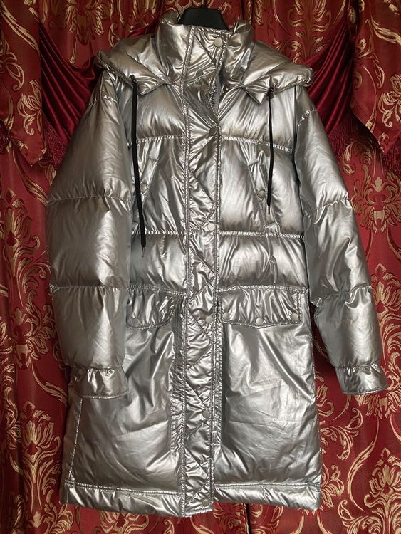 Wintermantel Daunenmantel Silber Metallic Navahoo Premium Damen