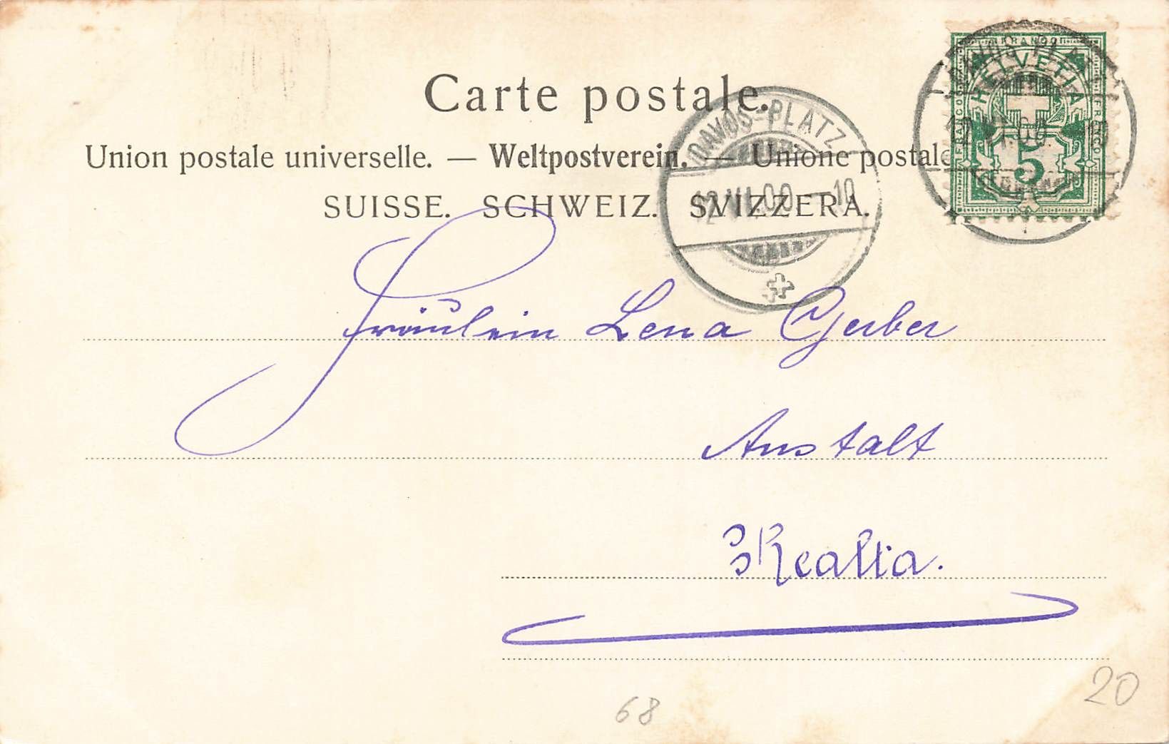 Cartoline postali: Davos – Usato da Biasca venduto da Blenio71 1