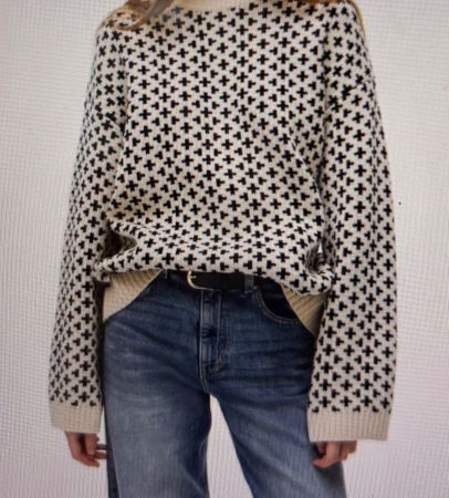 Pullover schwarz hellbeige gemustert guter Zustand Grösse L
