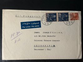 Luftpost Brief 1946 von Davos-Platz nach USA