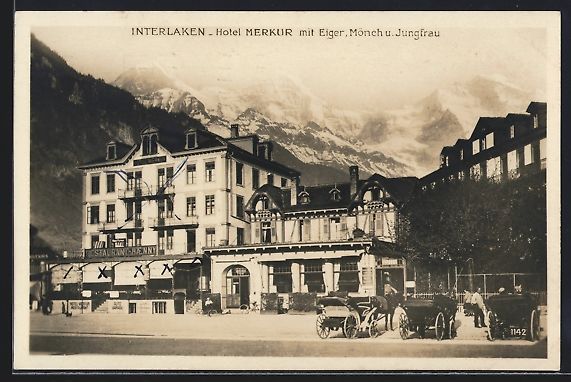 Ansichtskarten: Interlaken, Hotel Merkur mit Eiger, Mön – Gebraucht aus Berlin von bartko-reher