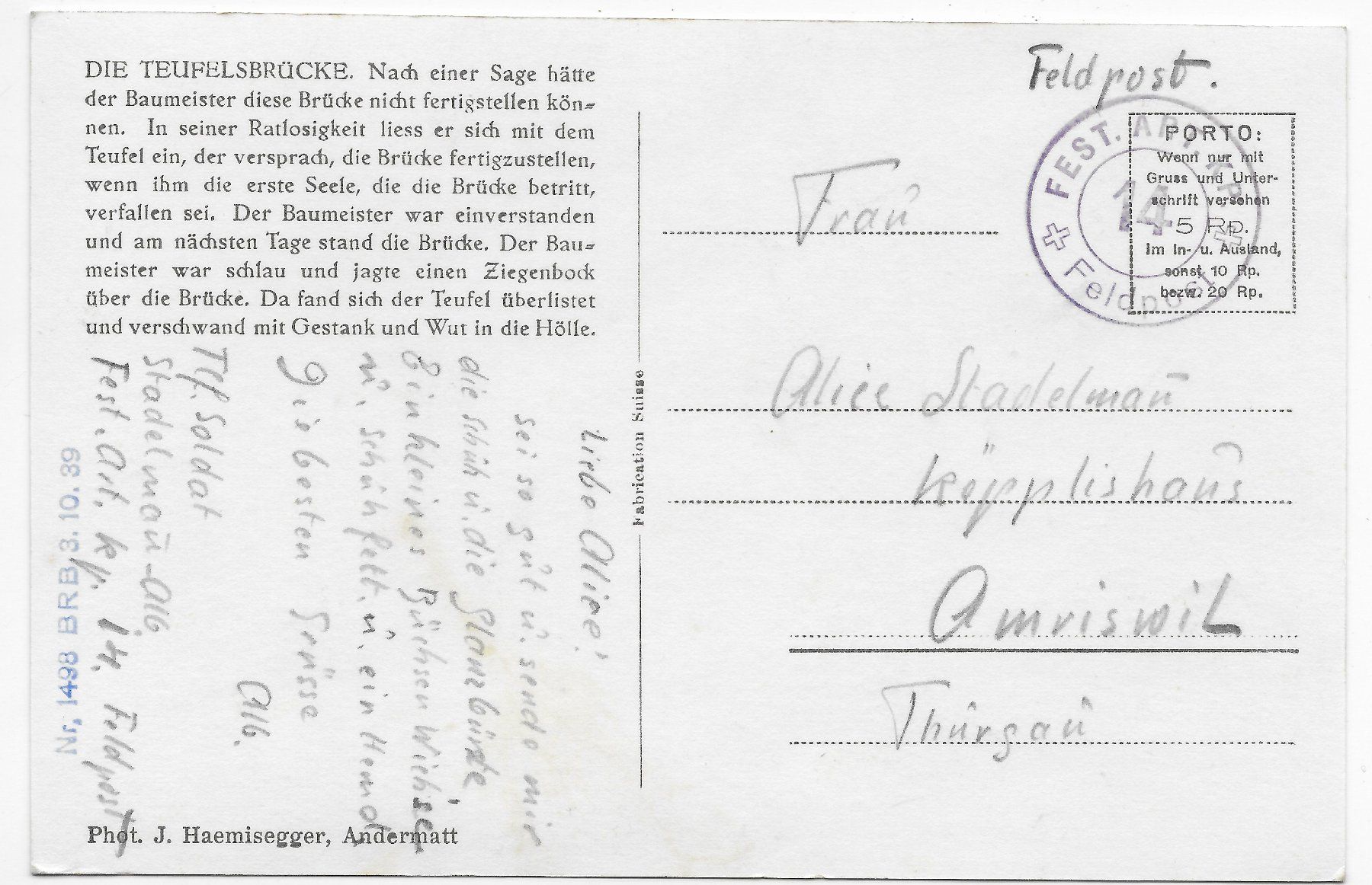 Cartes postales: Andermatt mit Teufelsbrücke – D'occasion à Hefenhofen par Richsalz 1