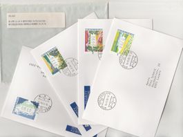 ATM Nr. 11 - 14 FDC Portosatz verteilt auf die 4 Marken