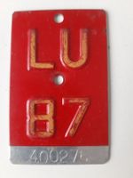 Velonummer LU 87 plaque Velo