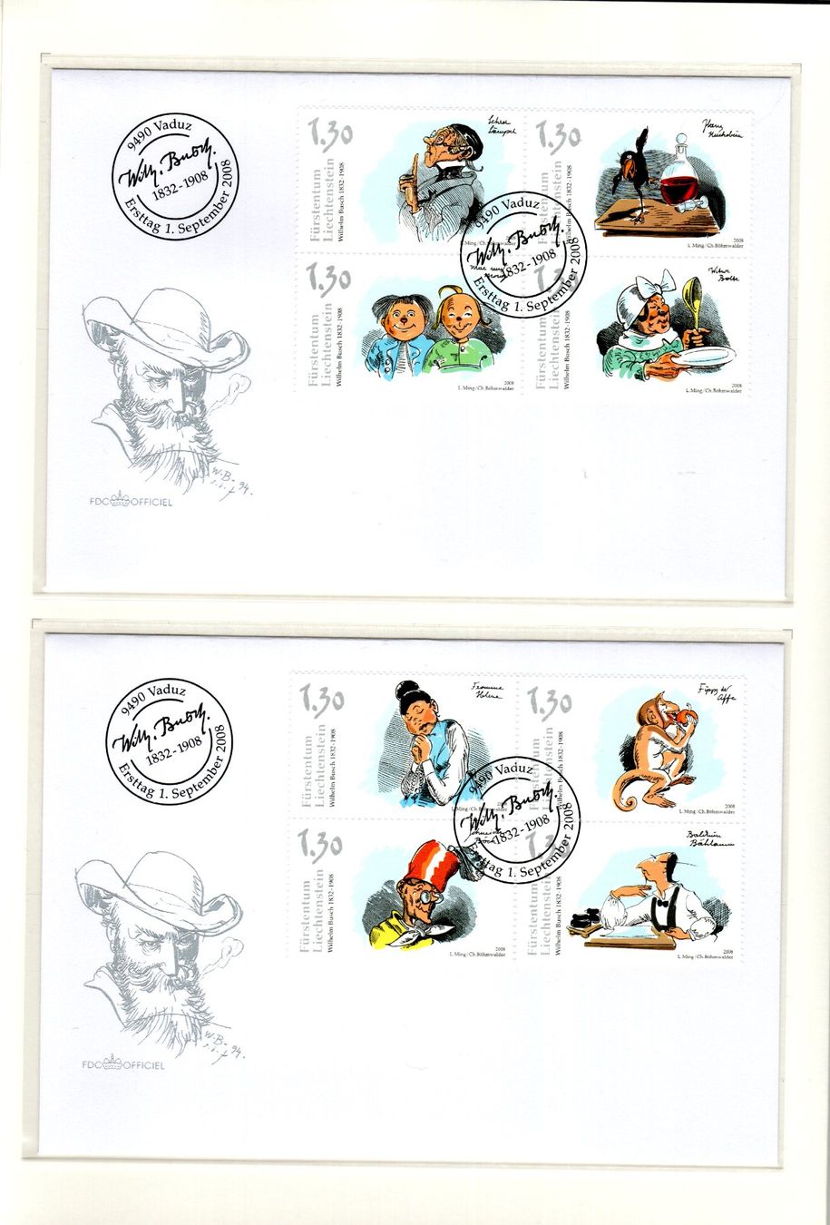 Tous les timbres: 2008 Wilhelm Busch Kleinbogen / Maximumkarten / Viererblöcke – D'occasion à Stein am Rhein par Huehnerhund 6