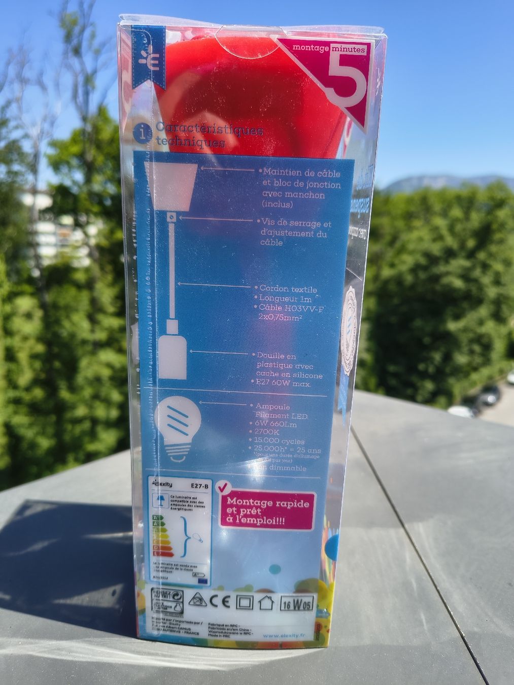 Lampadari & plafoniere: Kit de suspension rouge avec ampoule LED Elexity – Nuovo e nell'imballaggio originale da Genève venduto da Brachiopode 4