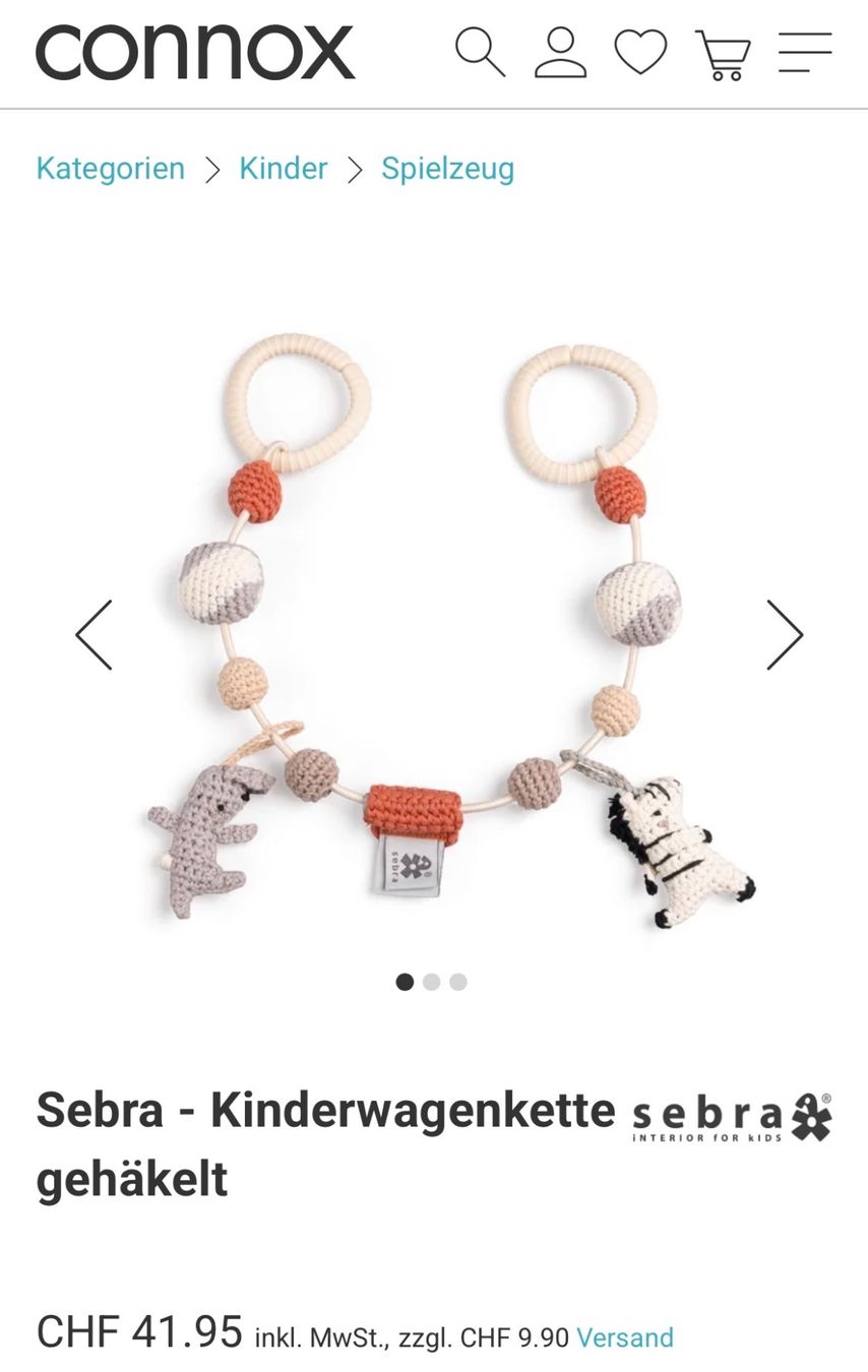 Sebra Giocattoli: Sebra Spielkette Kinderwagen Elefant Zebra – Usato da Birmensdorf ZH venduto da ilka05 4
