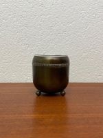 Kleiner Art Deco Messing Topf mit Glaseinsatz Salzschale