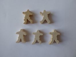 5 Holz Figur Mensch, 3,5cm hoch, 1,2cm dick, neuwertig