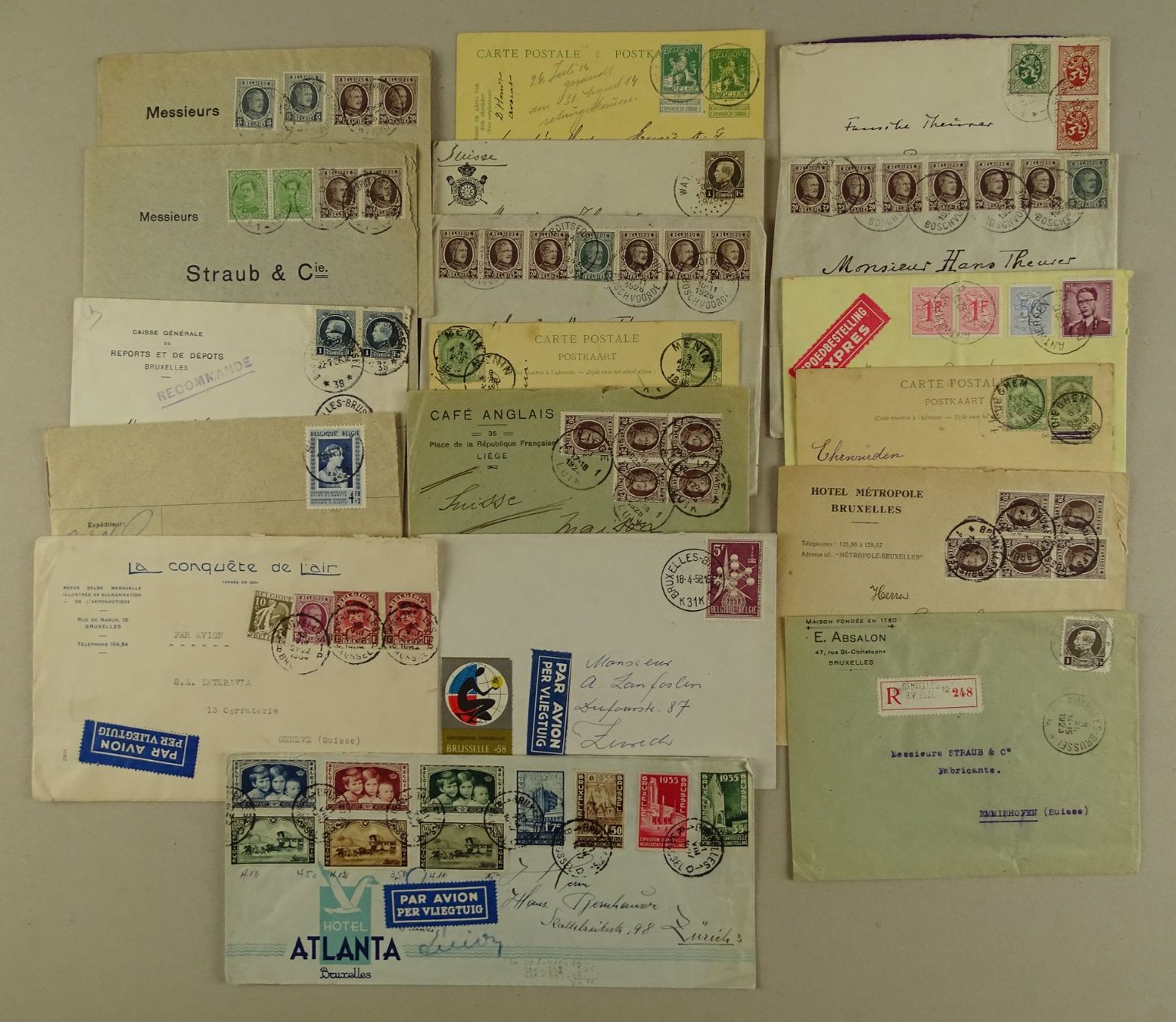 Alle Briefmarken: BELGIEN, 18 ÄLTERE BEDARFSBRIEFE – Gebraucht aus Grüningen von Kartensammler