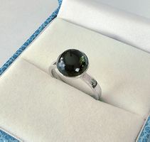 Silber Ring 925 mit facettiertem Moldvit-Kristall  - Neu
