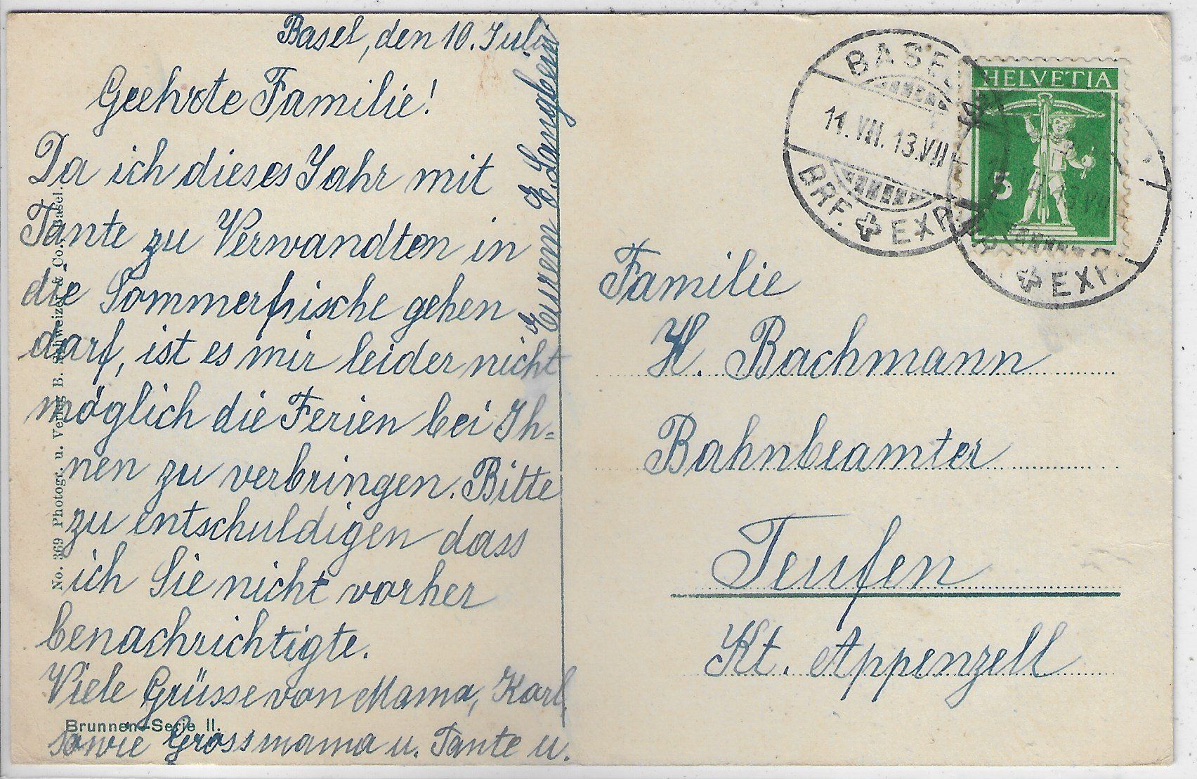 Cartoline postali: Basel - Holbeinbrunnen – Usato da Ettingen venduto da Kartenplanet 1