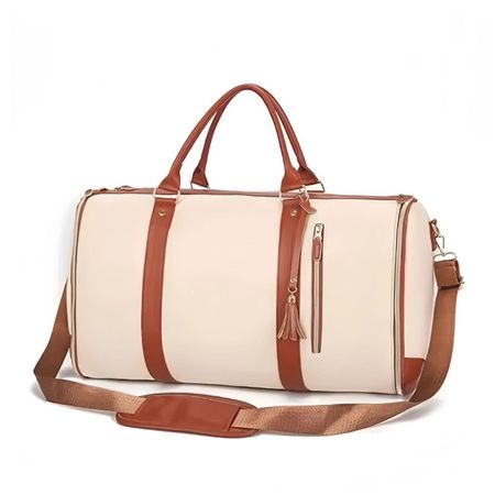 Sac de voyage blanc cassé /rose  et brun