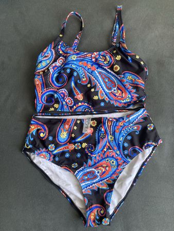 Bikini Paisleymuster schwarz blau rot Grösse M