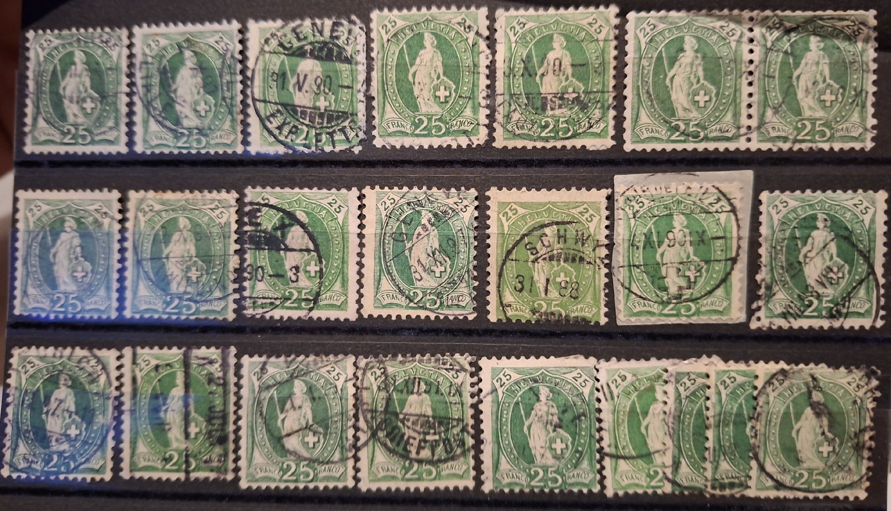 Alle Briefmarken: lot Stehende Helvetia 23Stk. div – Gebraucht aus Balgach von SIMEON27