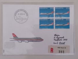 Pro Aero 1972  Ersttagsbrief mit Boeing 747 CH Post