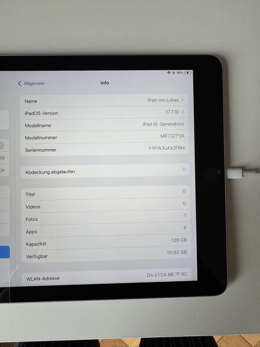 Apple Tablet PC: iPad 6. Generation, 128 GB, Top Zustand, Space Grau – Usato da Zürich venduto da lu.ja 1