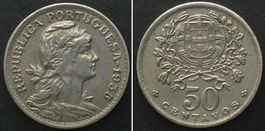 PORTUGAL 50 Centavos 1935 - für AZOREN - Ku-Ni RAR! vz