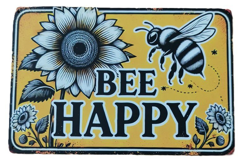 Insegne: BEE HAPPY   - Blechschild (neu, OVP) – Nuovo e nell'imballaggio originale da Wilen b. Wollerau venduto da morethanmusic