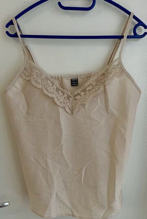 Sommerliches Shein Top mit Spitze, Beige, Grösse M
