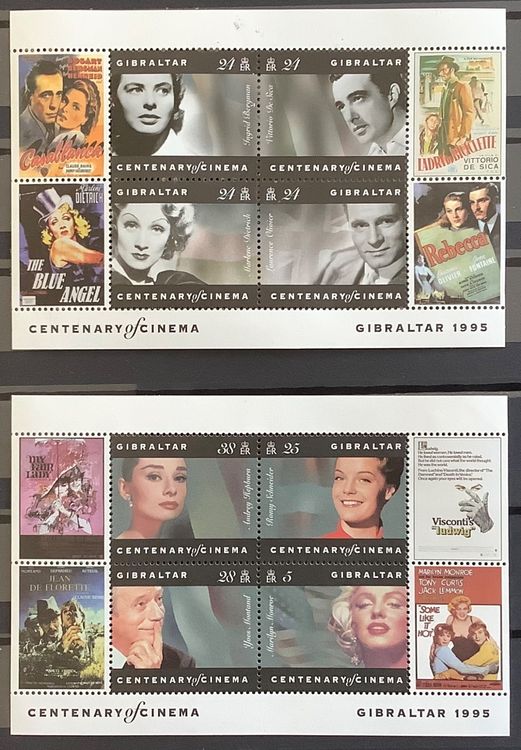 1995 Gibraltar 100 Jahre Kino Cinema Block 2324 ** Kaufen auf
