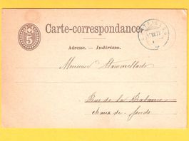 Schweiz Ganzsache CORTAILLOD in blau 1877