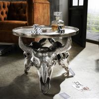 Beistelltisch Couchtisch Clubtisch STIERSCHÄDEL Aluminium