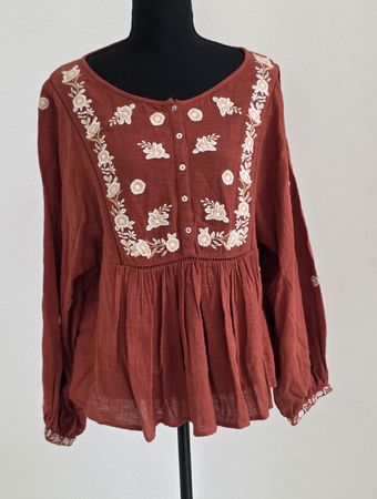 ZARA Damen Bluse mit Stickerei Gr. L