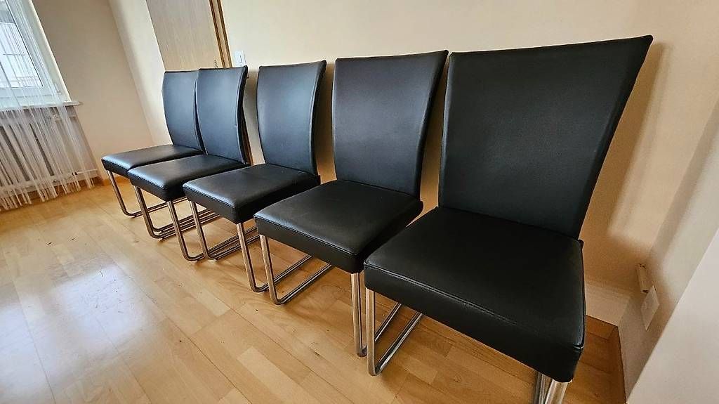 Stühle: 5 schwarze Freischwinger-Stühle – Gebraucht aus Eschen von apo_dy2v 1