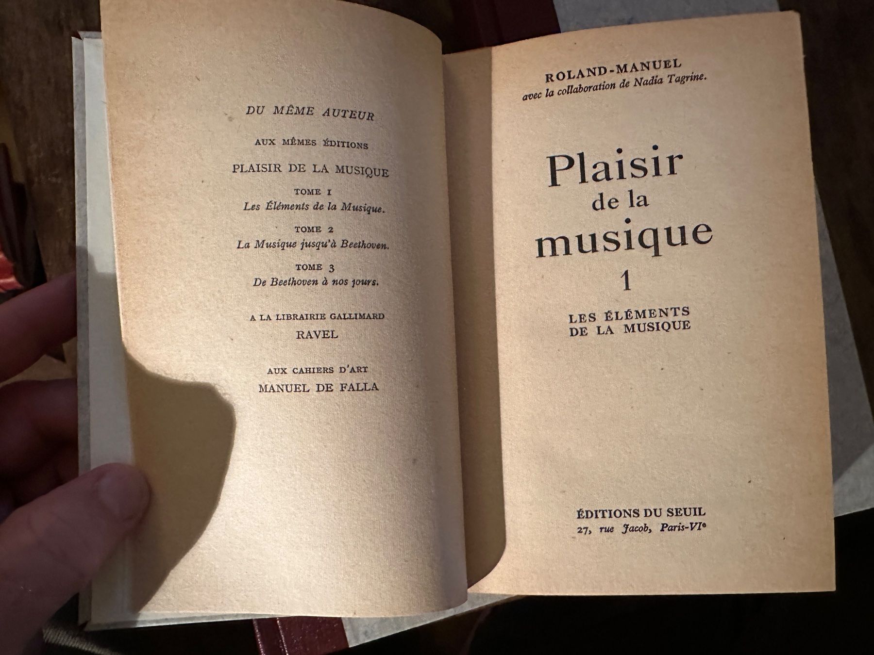 Libri: Roland Manuel: Plaisir de la musique – Usato da Zürich venduto da allp 6