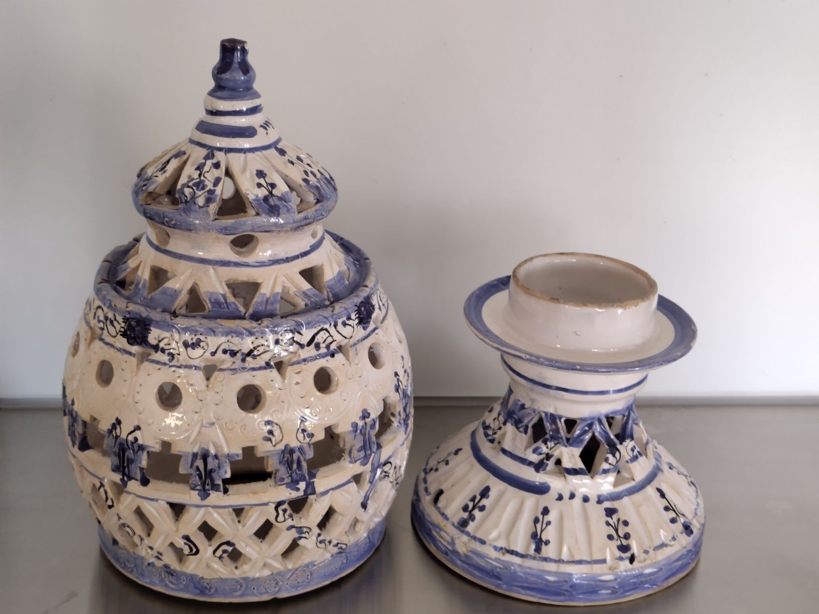 Lampade: Keramik Lampe blau-weiss – Usato da Biel/Bienne venduto da DoNa82 2