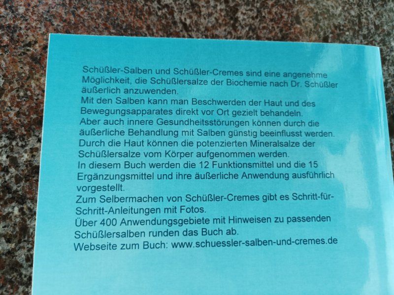 Bücher: Schüssler - Salben und Cremes – Gebraucht aus Bätterkinden von Elefantenzoo 1