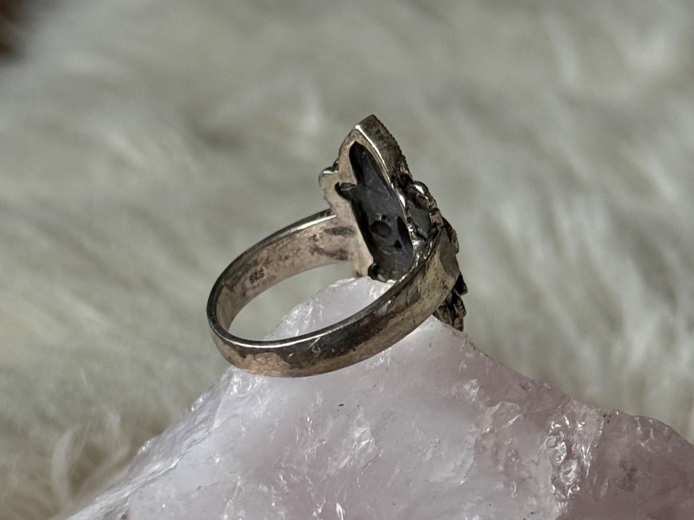 Anelli: Vintage Silberring 925 mit rotem Stein – Usato da Istighofen venduto da Ringparadies 1