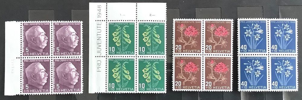 Tutti i francobolli: 1948 Pro Juventute Viererblöcke Satz ** – Nuovo (secondo la descrizione) da Liestal venduto da Skunk02