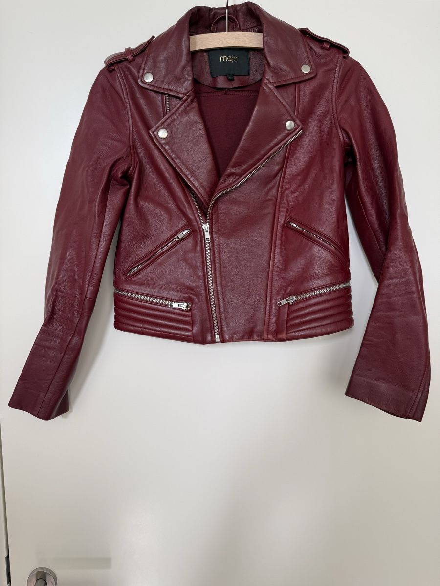 Maje Jacken: Maje Lederjacke Bordeaux Grösse 36  – Gebraucht aus Zug von 5anna