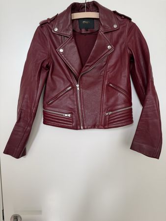Maje Lederjacke Bordeaux Grösse 36 