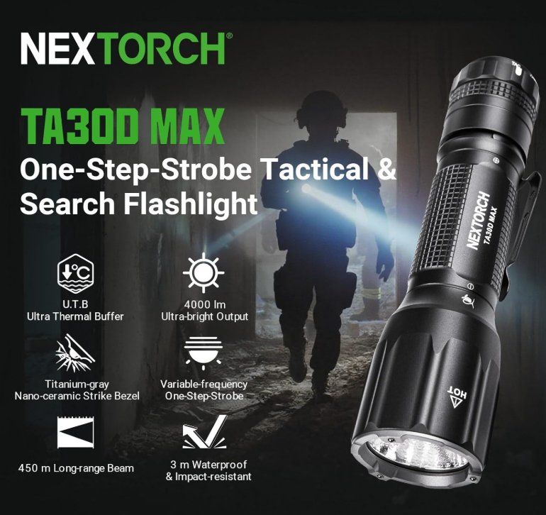 Lampade: Neu: Nextorch TA30D taktisch mit 4000 Lumen – Nuovo e nell'imballaggio originale da Arbon venduto da Helmuth