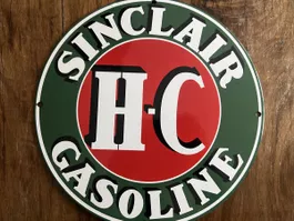 Emailschild Sinclair HC Gasoline rund 30cm Durchmesser