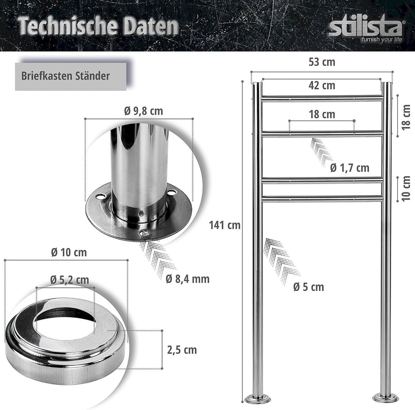 Altro per la casa: STILISTA Standbriefkasten 144 cm – Nuovo e nell'imballaggio originale da Bottighofen venduto da zaap 3