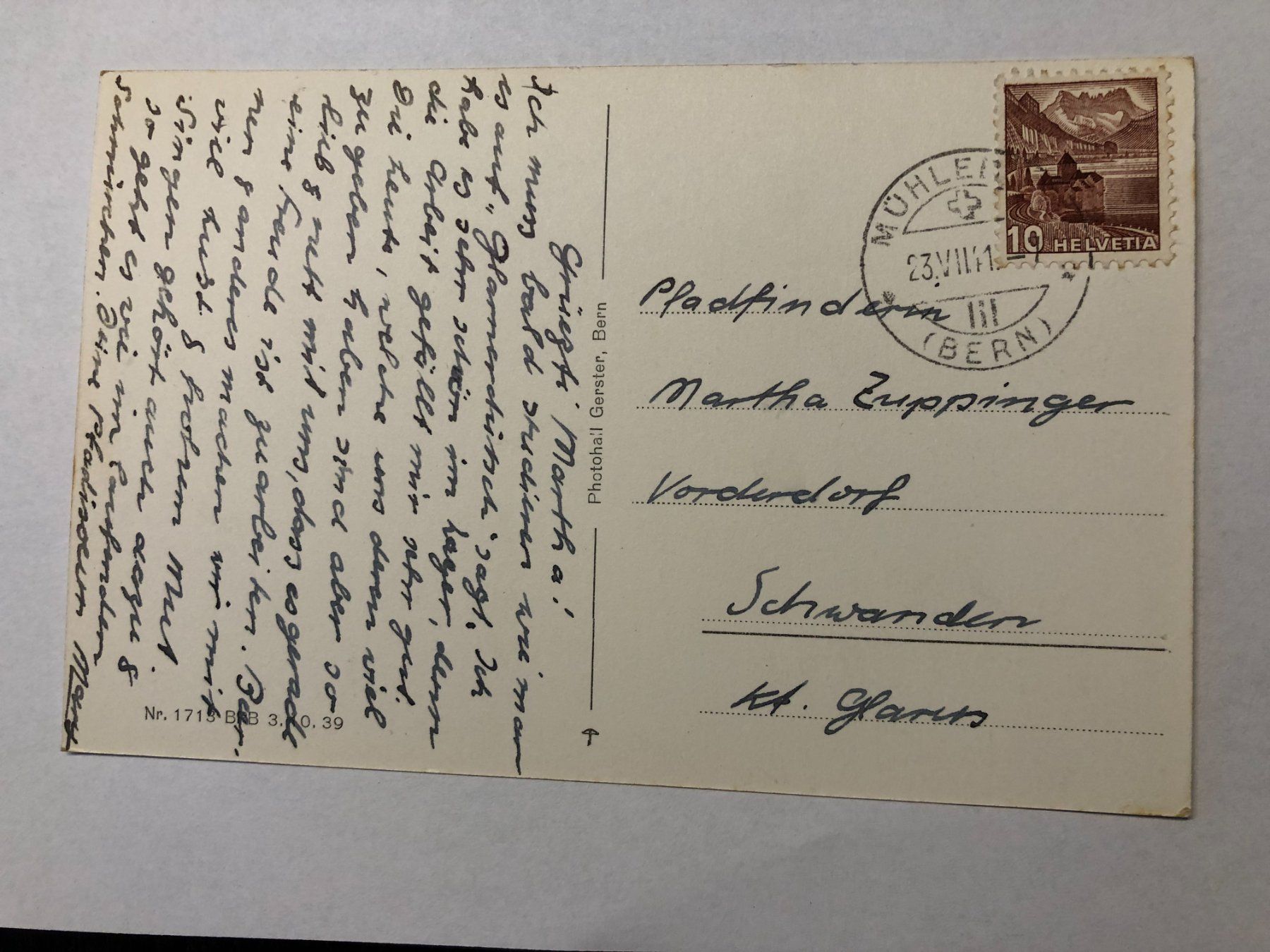 Cartoline postali: Mühleberg - M 14    1941 – Usato da Pfäffikon ZH venduto da Waltoversand 1