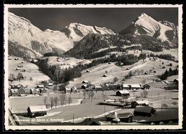 AK Unterwasser, Blick auf den Ort mit Säntis und Schafberg