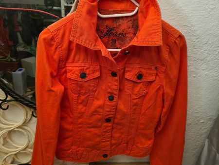 Korallenrote Jeansjacke Orsay 34